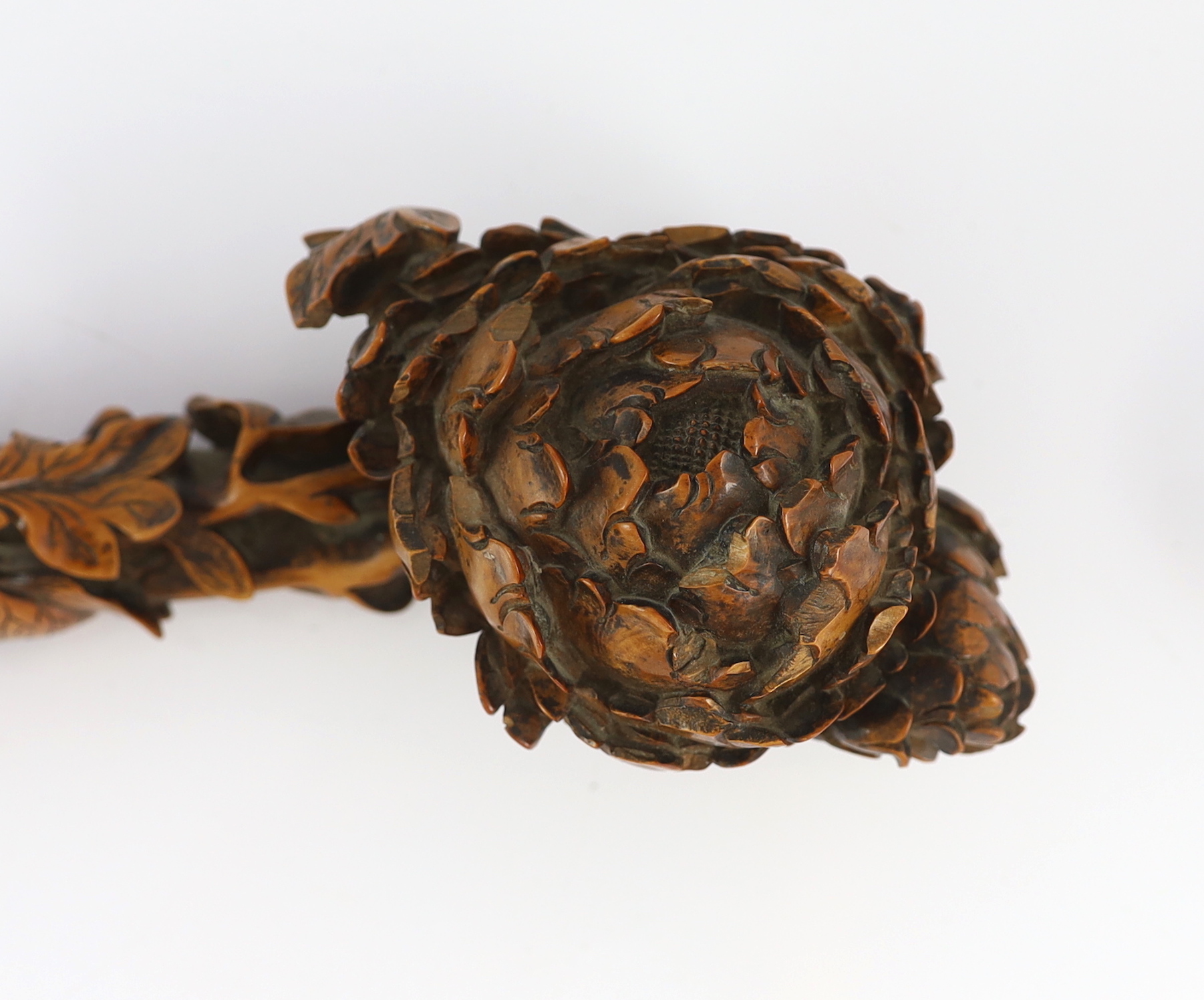 A Chinese boxwood ‘peony’ ruyi sceptre, 19th/20th century